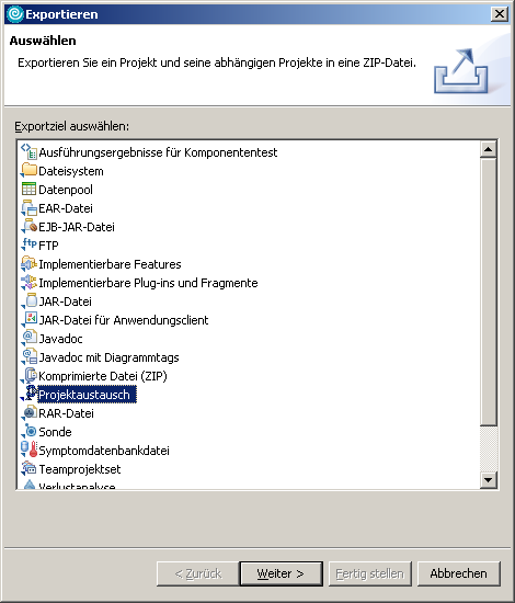 Export, Schritt 1