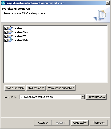Export, Schritt 2