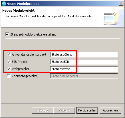Erzeugen einer Application (Module erstellen)