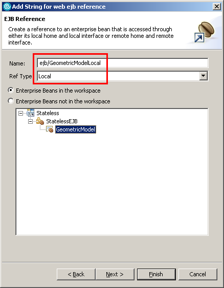 Webclient, EJB-Referenz, Schritt 7
