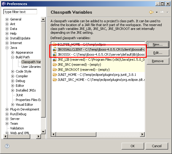 Classpath Variables