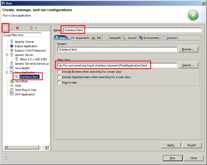 Application Client starten