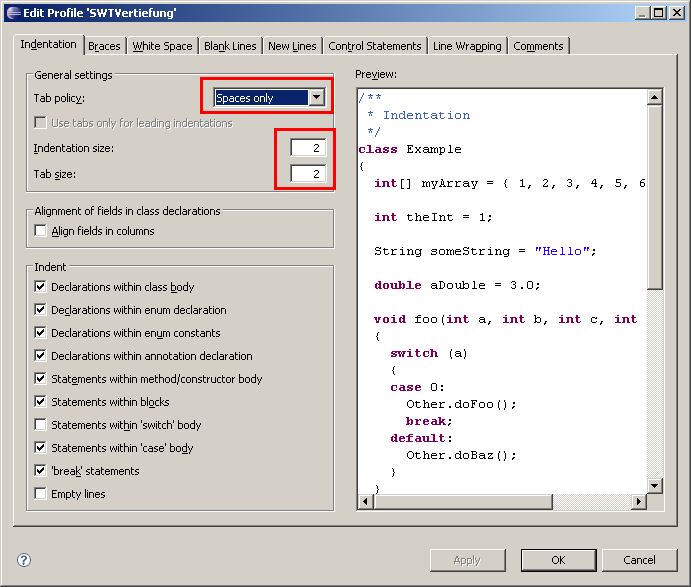 Indentation
