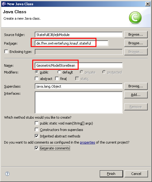 Stateful Session Bean, Step 1