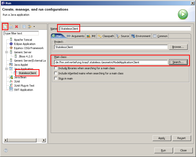 Application Client starten
