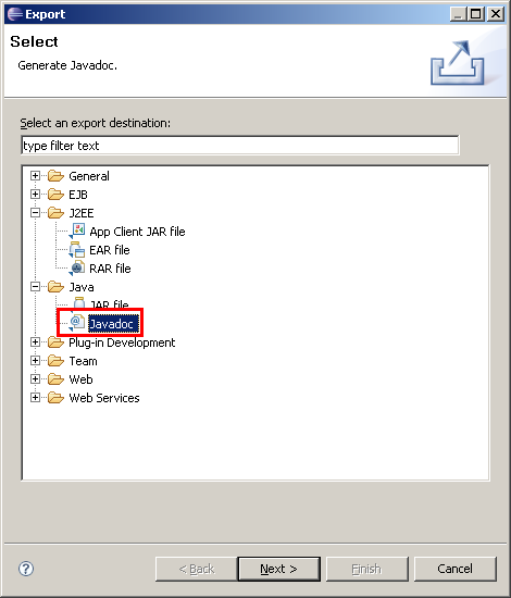Export Javadoc