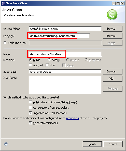 Stateful Session Bean, Step 1