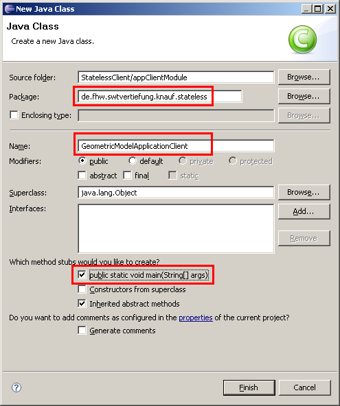 Application Client, Schritt 1