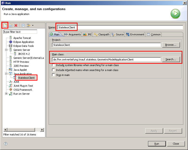 Application Client starten